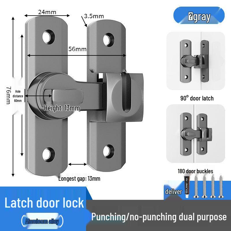No-Drill Surface-Mounted Anti-Theft Sliding Door Latch for Bathrooms and Hotel Rooms