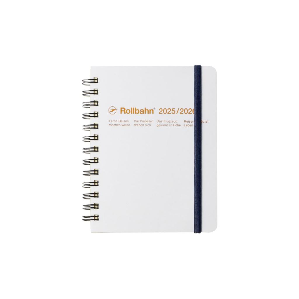 Delfonics Planner 2025-2026 Edition (Starts March 2025) Rollbahn Metallic Medium Monthly Planner (Pearl White)