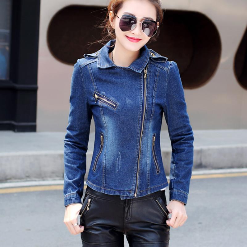 Dam Punk Shrug Shoulder Denim Cropped Jacket Coat Dragkedja Denim Coat