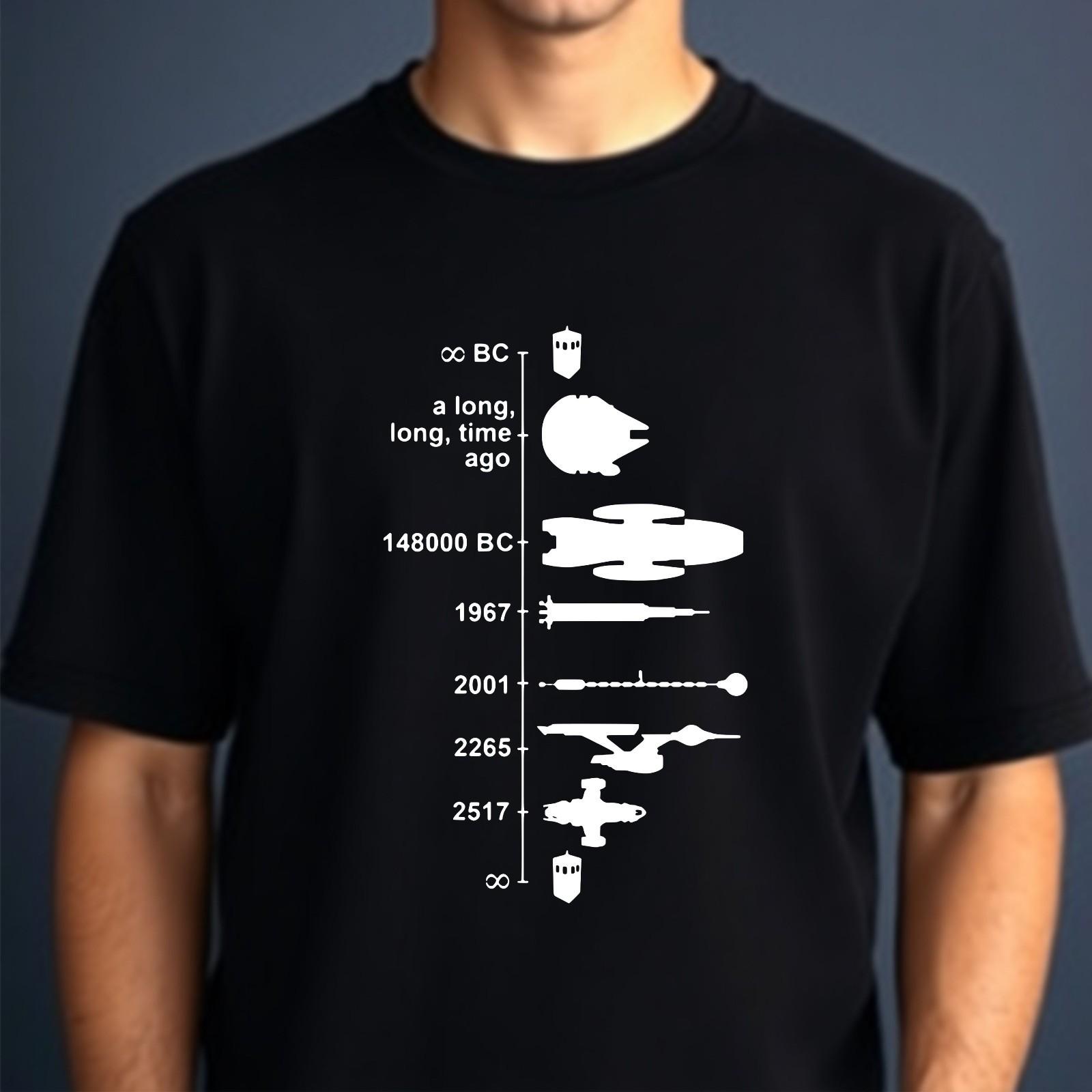 Spaceship Timeline T-shirt Space Travel Science Fiction Top New Unisex Gift Tee XXL