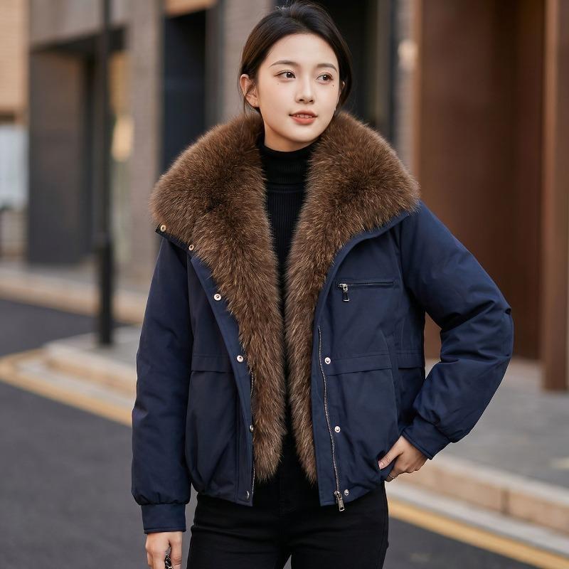 2026 Fashion Long-Fur-collar Winter Short Parkas Women's Cotton-padded Jacket Thicken Warm Coat Female Casual Loose Outerwear