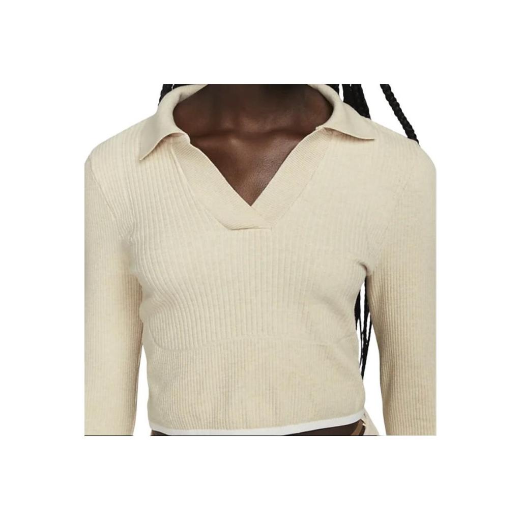 Nike FW22 Solid Color Polo Sweater With Collar Women Tops Off-White DN3221-219