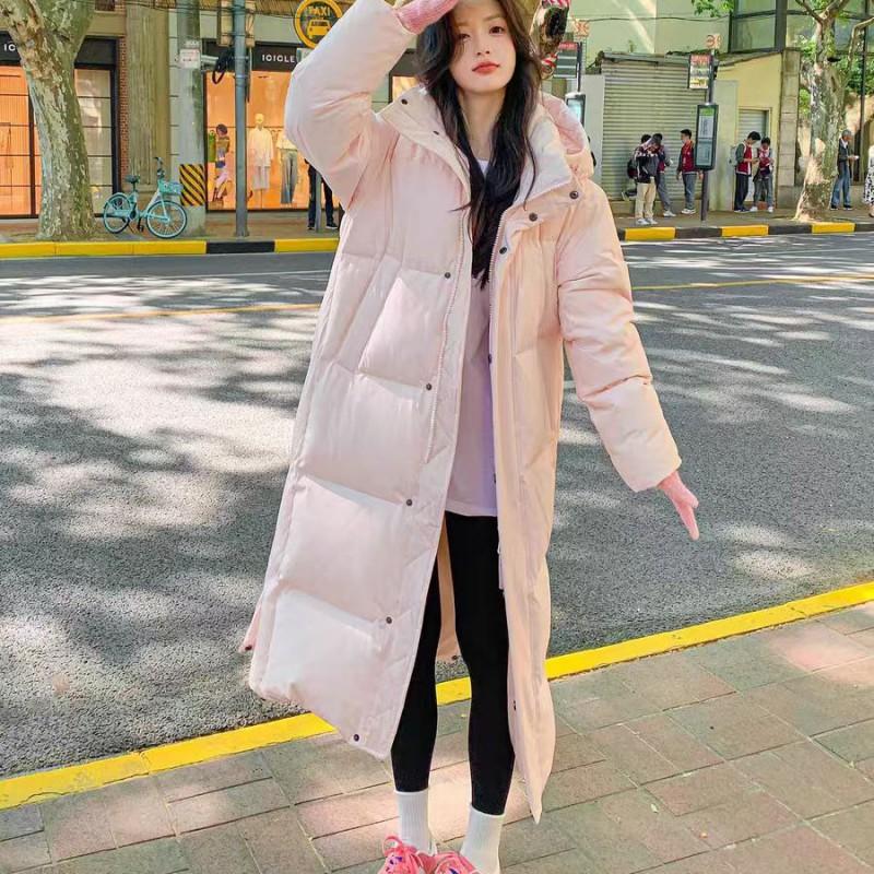 Womens Extra Long Down Coat 2026 Winter Oversized Hooded Puffer Jacket 90% Duck Warm Loose Fit