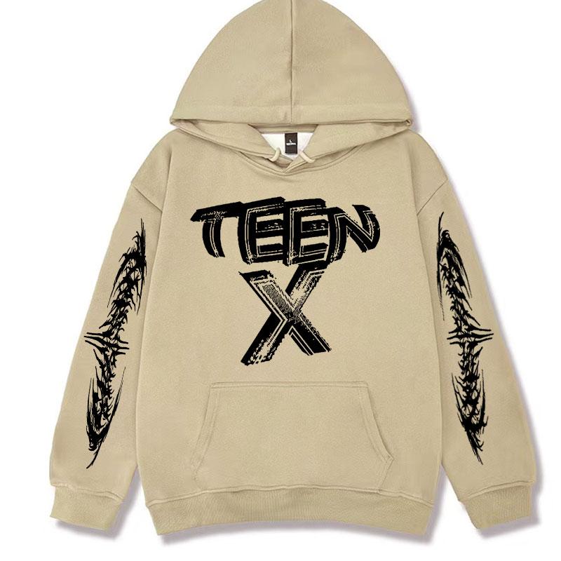 Rapper Ken Carson Teen X Logo Sweatshirt Men High Quality Casual Fleece Hoodie Unisex Vintage Hip Hop Oversized Pullover Hoodies