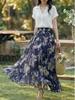 Fei Yuan Versatile Floral Print Midi Skirt: New Early Spring Fashion, Loose and Slimming with Wide Hem for Women