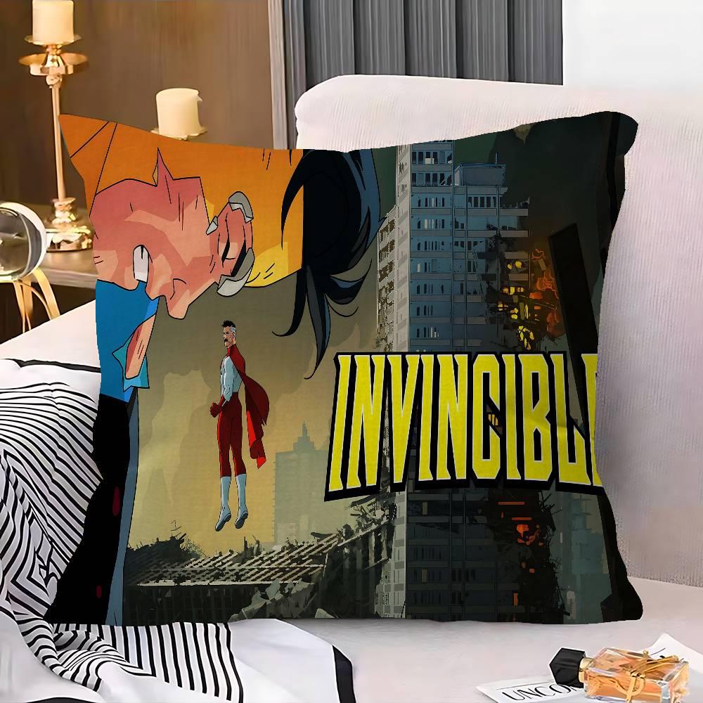 Hero Anime Images I-Invincibles Pillow Cushion Cover Pillowcase Living Room Sofa Home Decor Peach skin 18*18(CM)-1Pcs