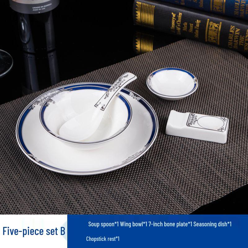 Luxury Ceramic Dinnerware Set: Plates, Bowls, Spoons & Cups for Restaurants & Clubs