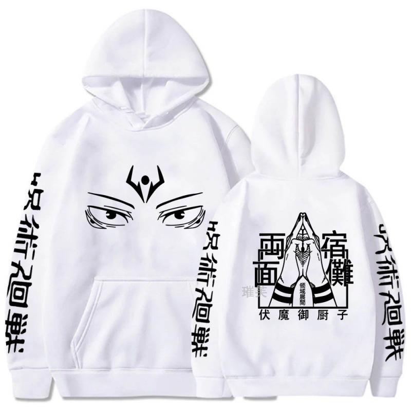 Japan Anime Jujutsu Kaisen Ryomen Sukuna Eyes Graphic Printed Hooded Men Women Hot Manga Hoodies Harajuku Streetwear Sweatshirt