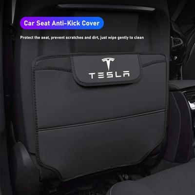 Car Seat Anti-Kick Pad Leather Cover Interior Storage Bag For Model-Y Model-3 Model-X Model-S Cybertruck Roadster SpaceX
