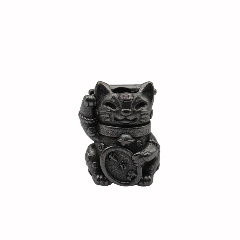 Mascot Lucky Cat Brass Knife Beads EDC DIY Paracord Woven Bracelets Lanyard Pendants Accessories Outdoor Tool Hangings Jewelry