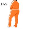 Dames Effen Kleur Casual Outfit 2 Delen/Set Joggingpak Grote Maten Ritssluiting Lange Mouwen Dagelijkse Kleding Tweekleurig Trainingspak met Broek