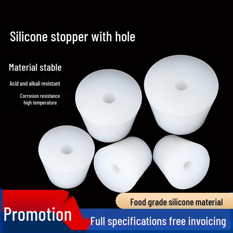 Hole-Punched Food Grade Silicone Stopper for Test Tubes, Bottles, and Water Pipes.