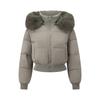 Removable hat high waist big fur collar hooded short cotton-padded jacket  winter new cotton-padded jacket thin jacket jacket