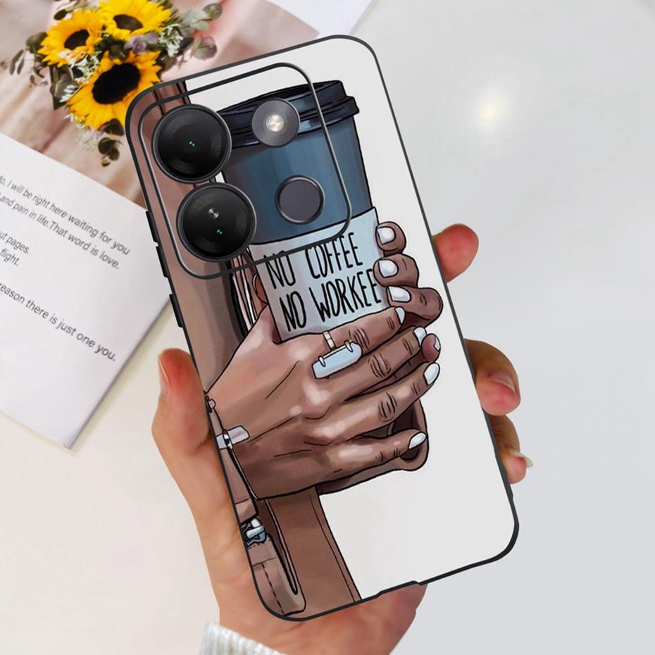 Case For Infinix Smart 7 HD Cute Flower Cat Pattern Soft Silicon TPU Phone Bumper For Infinix Smart 7HD X6516 Back Cover
