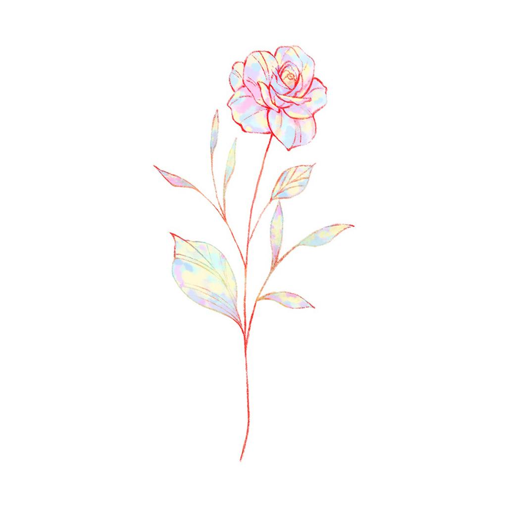 High-End Small Fresh Color Beautiful English Flower Hand Collarbone Simulation Flower Tattoo Sticker