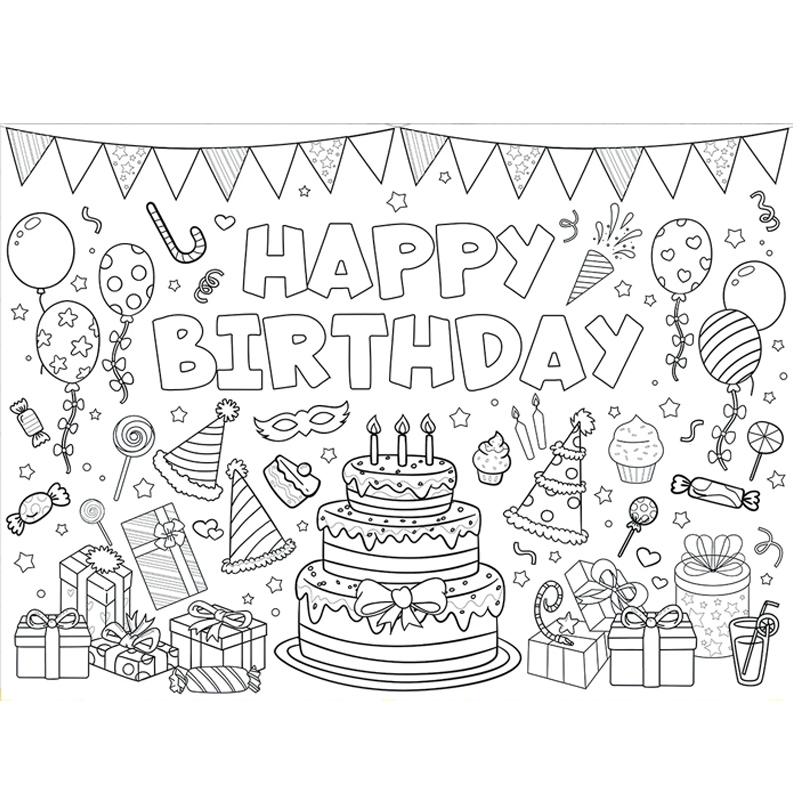 

Large Kids Drawing Diy Birthday Sticky Color Filling Paper Coloring Paper Coloring Tablecloth For Kids Early Educational Plaything