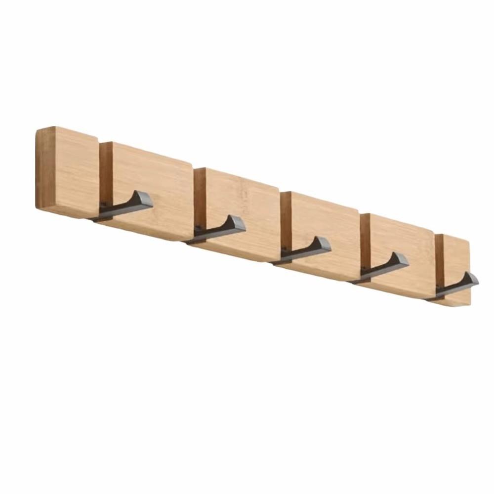 Wall Mounted Clothes Hat Hanger Space Saving Coat Hook Rack Bamboo Coat Rack Bedroom Organization