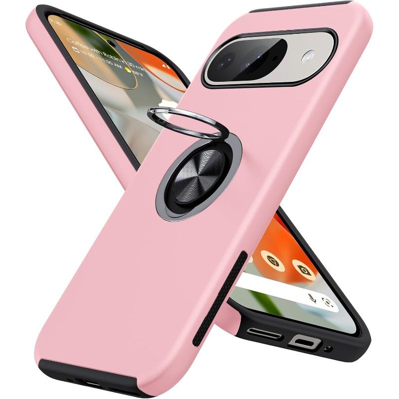 

Premium Military Grade Magnetic Charge Phone Case for Google Pixel 10 9 8 Pro XL Shockproof Metal Ring Bracket Protection Cover Google Pixel 10 розовый