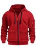 Men's Hooded Zipper Jacket - Autumn/Winter Casual Solid Color Plus Velvet Sweatshirt