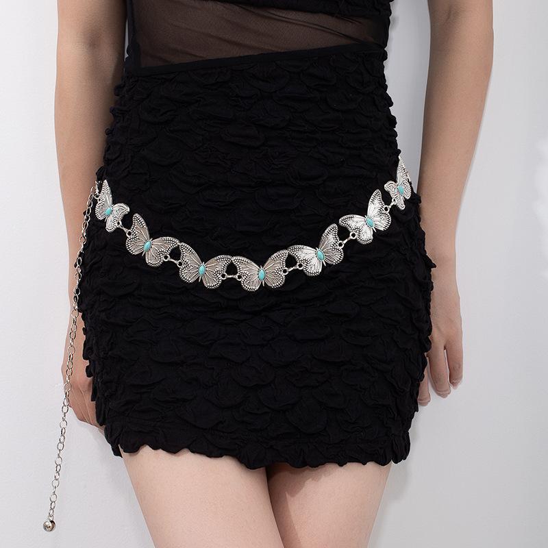 Atmospheric metal waist chain, women's adjustable dress waist, multi-layer premium chain belt.