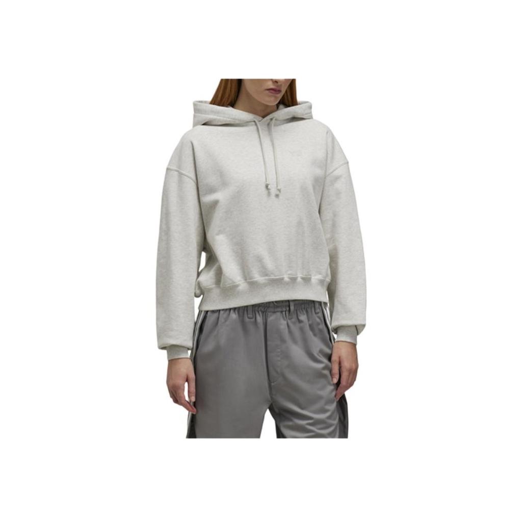 Y-3 Solid Logo Printed Hooded Zip-Up Long Sleeve Sweatshirt Women sweatshirt Gray JD9818