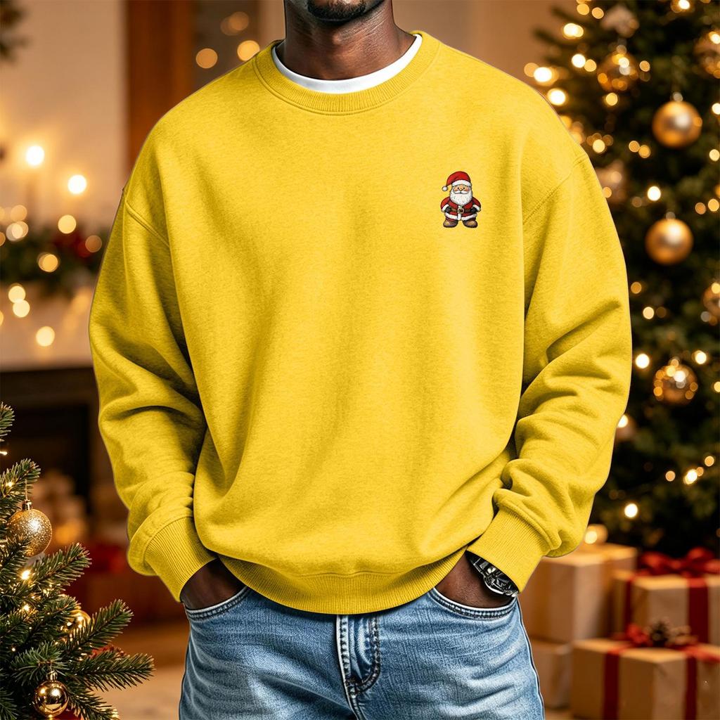 Men's Long Sleeve Neck Sweatshirt Christmas Print Pullover
