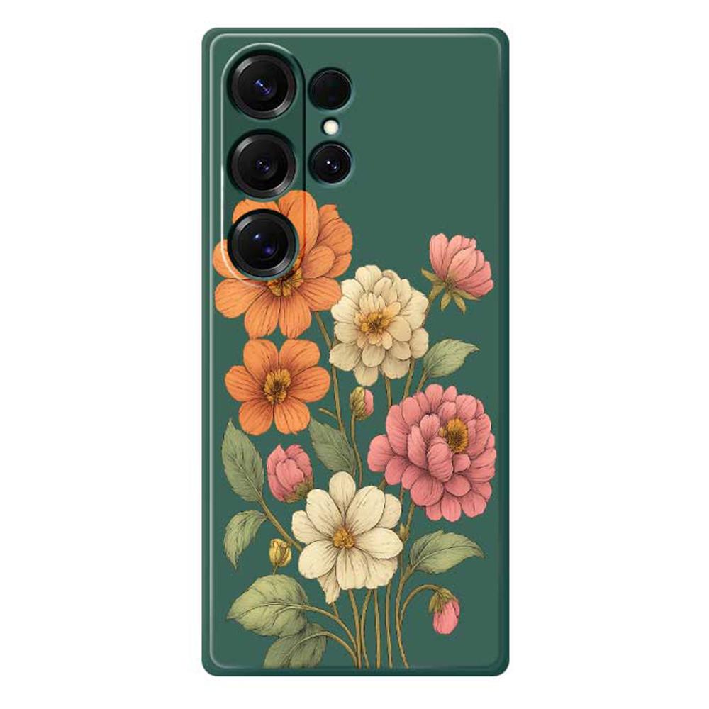 For Samsung Galaxy S25 Ultra Case Beautiful Flowers Pattern Printing Straight Edge TPU Phone Back Cover