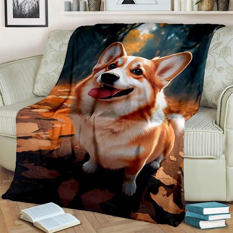 Cute Dog Husky, Samoye, Chihuahua, Koki Pomeranian Cartoon Blanket,Soft Throw Blanket for Home Bedroom Sofa Cover Blanket Kids