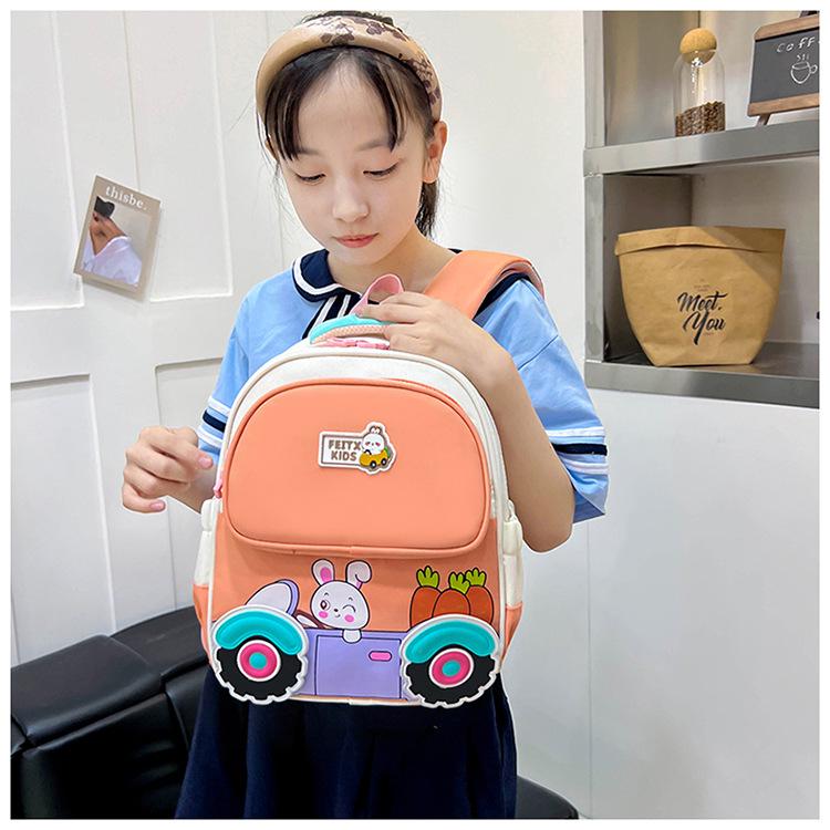 Cartoon Car Backpack for Kindergarten Boys and Girls - Stylish Double-Shoulder Bag