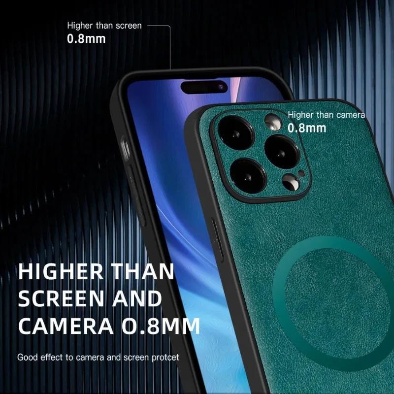 For Magsafe Wireless Charging Phone Case for IPhone 16 15 14 13 11 16 Pro Max XS XR 7 8 Plus Magnetic Leather Protective Cover