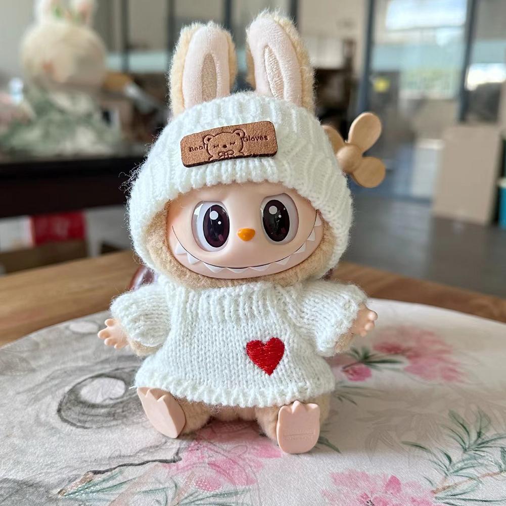 (No Dolls) For Labubu V1 V2 Idol 17cm Doll Fashion Sweater Outfit Accessories Sitting Party Sweater Clothing DIY Doll Outfit