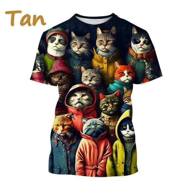 Funny Cute Cat 3D Printing T-shirt Arrivals Personality Fashion Cool Harajuku Style Street Men's and Women's Unisex T-shirts
