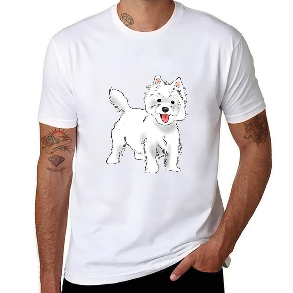 Westie West Highland White Terrier Tshirt Urban Style Casual Short Sleeve Top