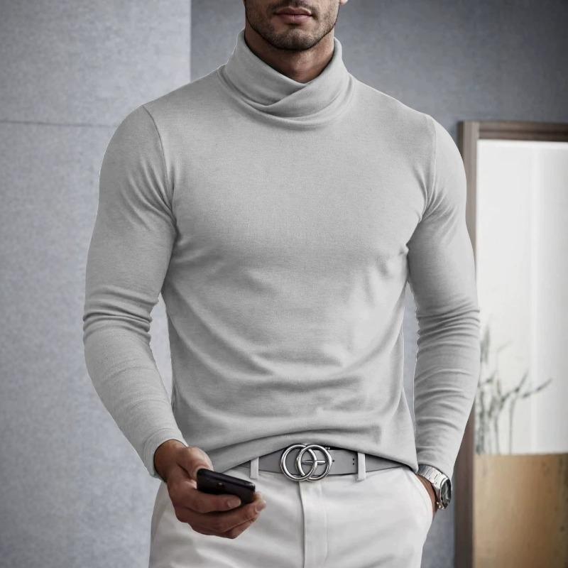 Men S Solid Color Long Sleeve High Neck Base Layer Top