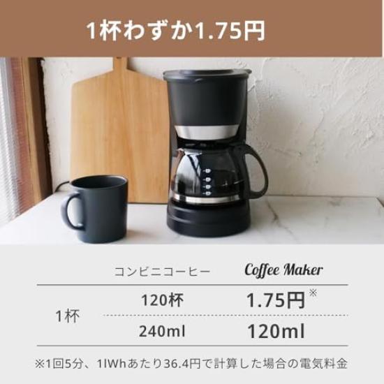 GDT Global Sweet Technology Coffee Maker 2-5 Cups Drip Brewer with Glass Server Reusable Mesh Filter Keep Warm Function Black Home Kitchen