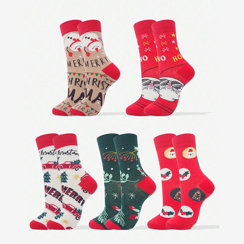 Mid-Calf Christmas Cartoon Cotton Socks: Cute Over-the-Knee Winter Style