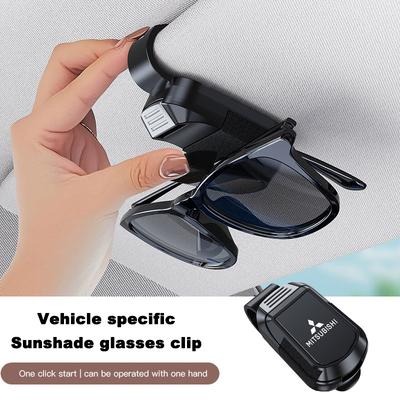 Mitsubishi Logo Car Sunglasses Case Holder For Mitsubishi Lancer Ralliart ASX Mirage Pajero Xpander Attrage L200 Eclipse Cross LG3 45x
