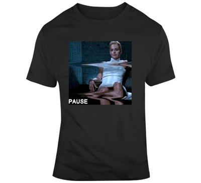 Funny Basic Instinct Sharon Stone Pause Legs Scene Movie Fan T Shirt