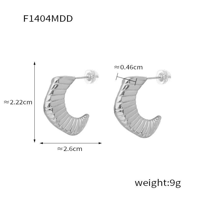

Новые французские ретро модные серьги-рожки с резьбой, женские простые металлические серьги из титановой стали с золотым покрытием