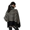 IHUASU Women's Striped Turtleneck Jumper Autumn and Winter Loose Design Niche Knitwear Pullover Jacket