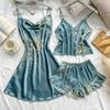European-Style Silk Imitation Backless Slip Dress - Women's Summer Nightgown