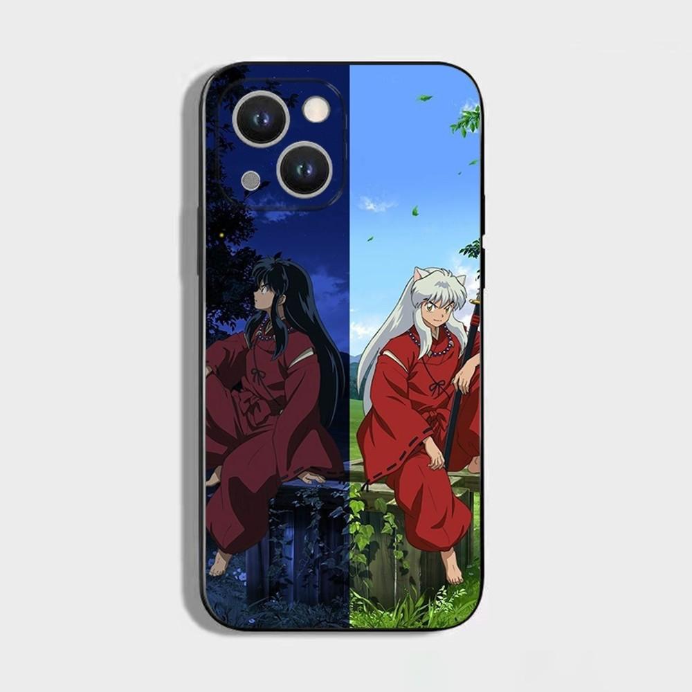 Anime I-Inuyasha Phone Case For iPhone 16 15 Plus 14 13 Pro Max 12 Mini 11 X XS XR 7 8 8Plus Black Soft Phone Coque