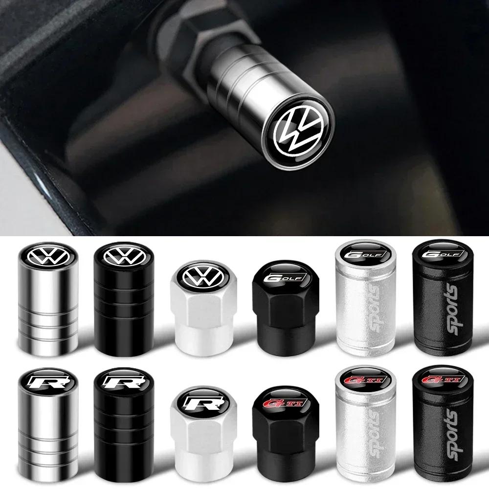T23-For Volkswagen VW GTI R Golf 5 7 6 4 Polo Tiguan Passat Jetta Lavida Car Styling 3D Metal Wheel Tire Valve Stem Caps Accessories