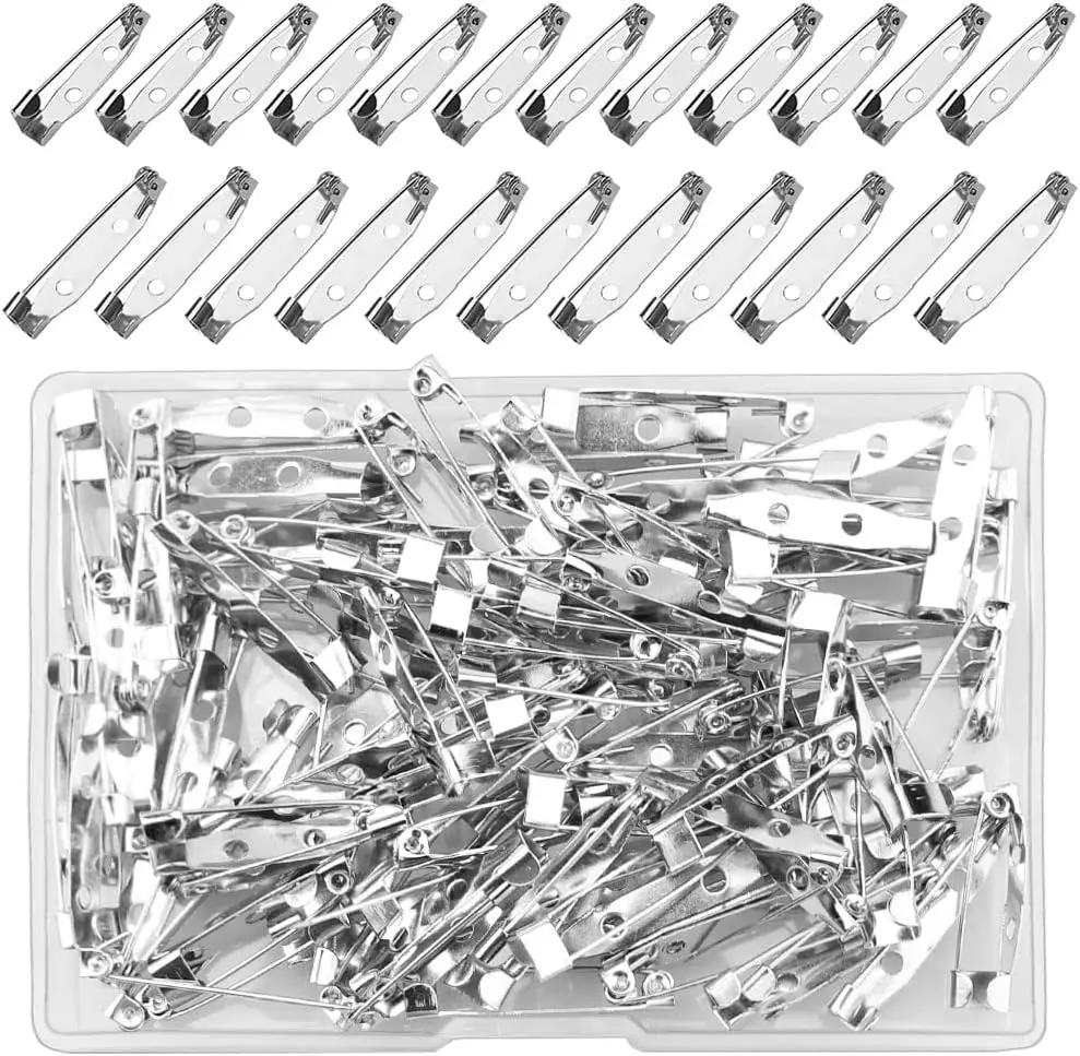 40/80 Stück Metall-Broschenbasis DIY Schmuckherstellung Rückstifte Sicherheitsverschluss Zubehör Edelstahlkomponenten Fassungen Nadeln