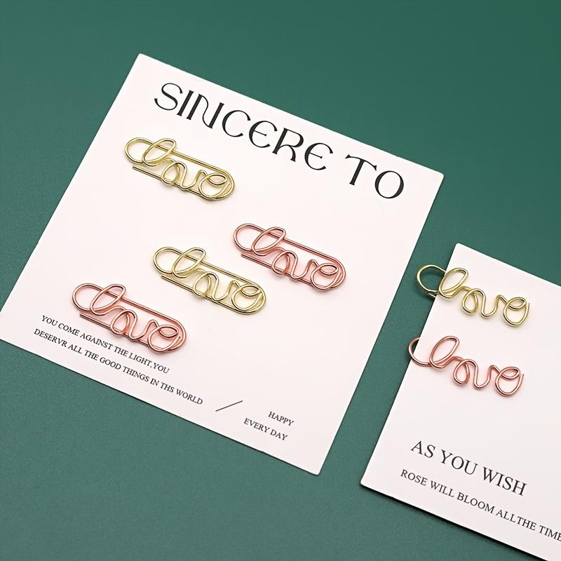 30Pcs Cute Paperclips Metal Paper Clips Love Heart Shapes Bookmarks Planner Clips for Office School Wedding Supplies