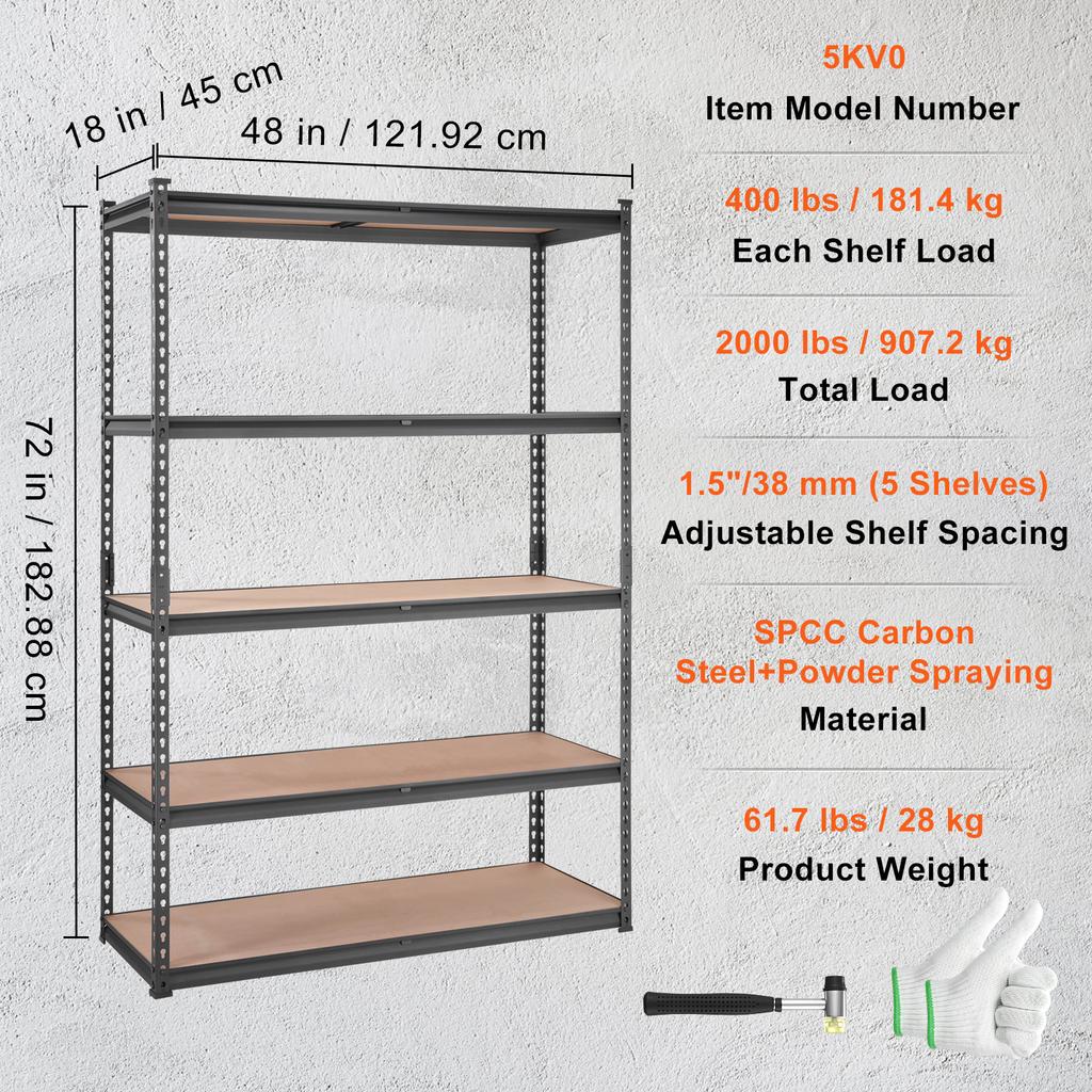 SucceBuy 5 Layers Standing Storage Shelving Unit Heavy Duty Organizer Metal Rack for Kitchen Living Room Warehouse Flower Stand
