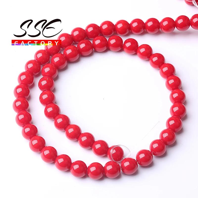Wholesale Red Coral Stone Beads For Jewelry Making Round Loose Spacer Beads Diy Bracelets Necklace Accessories 4 6 8 10 12mm 15"