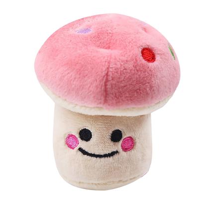 Plush Dog Toy Cartoon Mushroom Shaped Bite Resistant Teeth Grinding Reduce Boredom Interactive Puppy Chew Toy Pink
