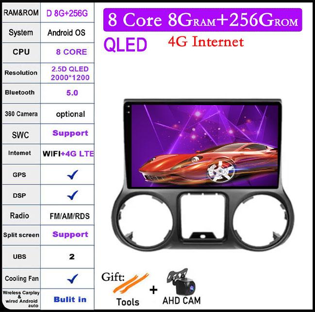 10.1 Inch Android 14 IPS QLED For Jeep Wrangler 3 JK 2011 - 2014 Car Video Stereo GPS Multimedia Player BT Carplay