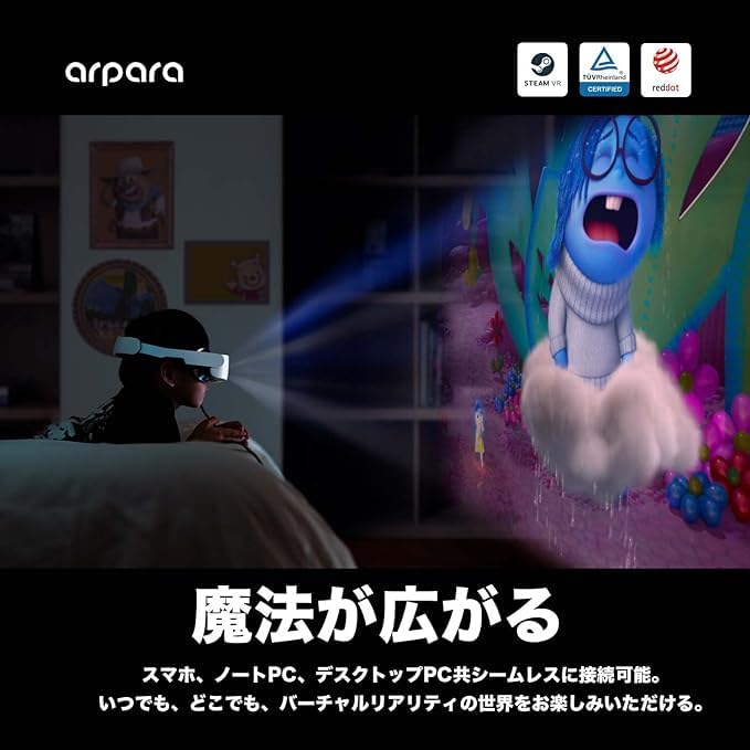 Arpara Tethered 5K VR-hodesett VR-briller for PC Ultralett 200g Pannekakelinse Dobbelt tommers videovisning [Ekte produkt] & 1.03 Micro-OLED